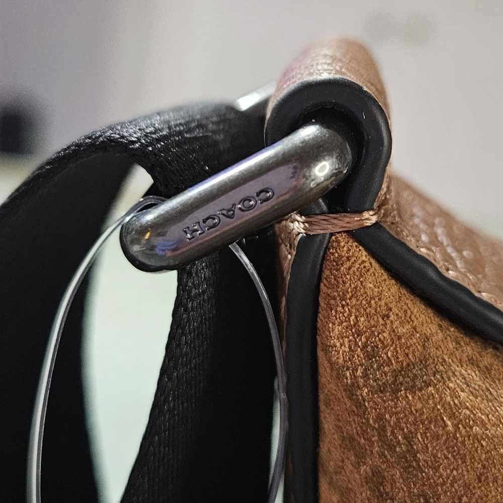 NWT Coach Small Finn Crossbody Bag CCG16 Caramel Sable Suede Signature + Pouch - Picture 12 of 17